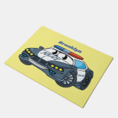 Niedliche Illustration zum Cartoon von Polizeiwage Fußmatte (Schrägansicht)