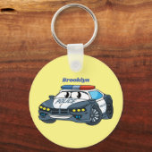 Niedliche Illustration zum Cartoon von Polizeiwage Schlüsselanhänger (Vorderseite)