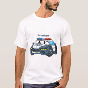 Niedliche Illustration zum Cartoon von Polizeiwage T-Shirt