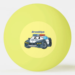Niedliche Illustration zum Cartoon von Polizeiwage Tischtennisball