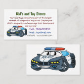 Niedliche Illustration zum Cartoon von Polizeiwage Visitenkarte (Vorne/Hinten)