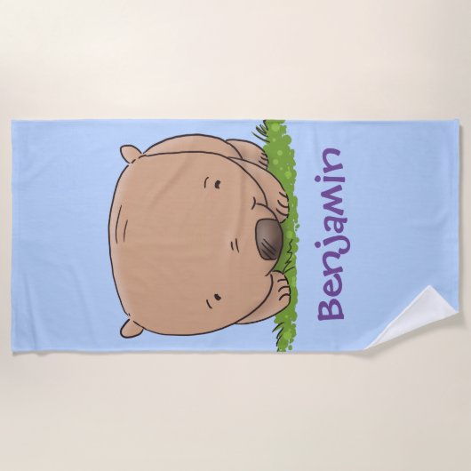 Niedliche Illustration zum glücklichen Cartoon Strandtuch (Vorderseite)