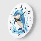 Niedliche Illustrierte Dolphin Große Wanduhr (Winkel)