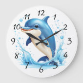 Niedliche Illustrierte Dolphin Große Wanduhr (Vorderseite)