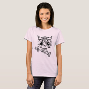 Niedliche illustrierte Eule T-Shirt