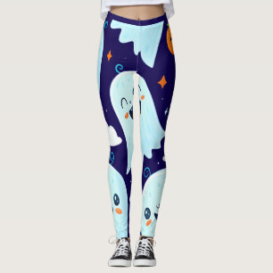Niedliche illustrierte Geister mit lächelnden Gesi Leggings