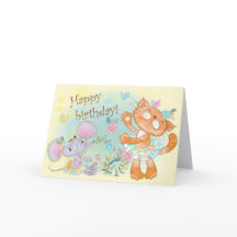 Niedliche Illustrierte Katze und Maus glücklich Ge