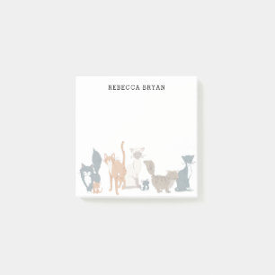 Niedliche illustrierte Katze züchtet Post-it Klebezettel