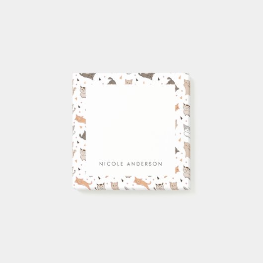 Niedliche Illustrierte Katzen Post-it Klebezettel (Vorderseite)