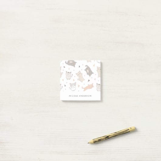 Niedliche Illustrierte Katzen Post-it Klebezettel (Auf Schreibtisch)