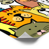 Niedliche illustrierte Katzen und Hunde Poster (Ecke)
