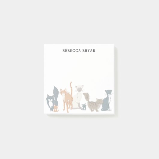 Niedliche Illustrierte Katzenrassen Personalisiert Post-it Klebezettel (Vorderseite)