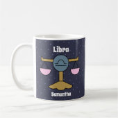 Niedliche Illustrierte Libra Zodiac Personalisiert Kaffeetasse (Links)