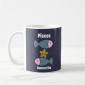 Niedliche Illustrierte Pisces Zodiac Personalisier Kaffeetasse (Links)