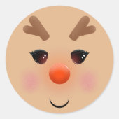 Niedliche Illustrierte Rentierwand Runder Aufkleber (Vorderseite)