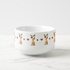 Niedliche Illustrierte Rose auf Vase Bowl Große Suppentasse