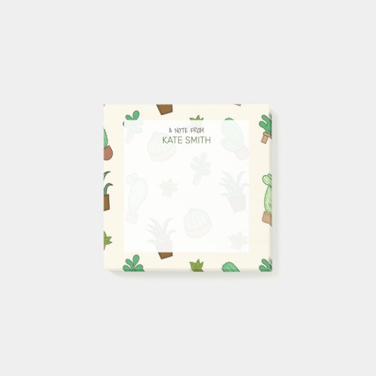 Niedliche Illustrierte Sukkulente und Kakteen Post-it Klebezettel (Vorderseite)