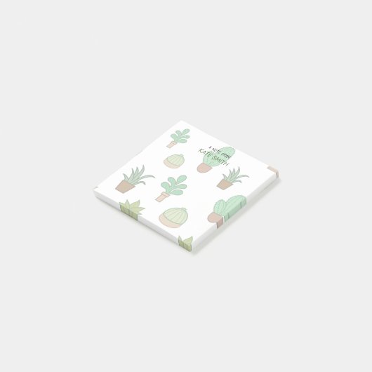 Niedliche Illustrierte Sukkulente und Kakteen Post-it Klebezettel (angewinkelt)