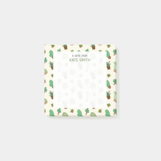 Niedliche Illustrierte Töpfe von Sukkulenten und K Post-it Klebezettel (Vorderseite)