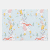 Niedliche Illustrierte Weihnachtstiere Urlaub Geschenkpapier Set (Vorderseite)