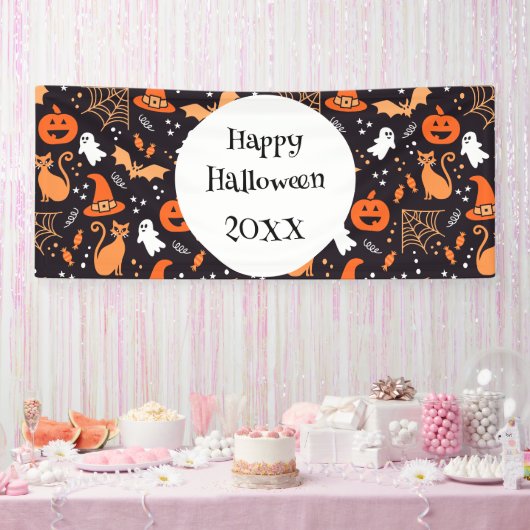 Niedliche Illustrierte Zwischenzeichen auf schwarz Banner (Party)