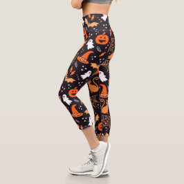 Niedliche Illustrierte Zwischenzeichen auf schwarz Capri Leggings