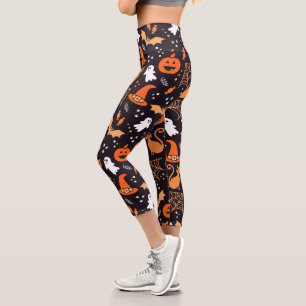 Niedliche Illustrierte Zwischenzeichen auf schwarz Capri Leggings