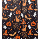 Niedliche Illustrierte Zwischenzeichen auf schwarz Duschvorhang (Vorderseite)