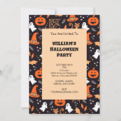 Niedliche Illustrierte Zwischenzeichen auf schwarz Einladung (Vorderseite)