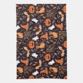 Niedliche Illustrierte Zwischenzeichen auf schwarz Geschirrtuch (Vertikal)