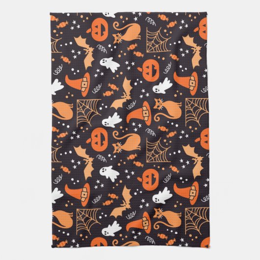 Niedliche Illustrierte Zwischenzeichen auf schwarz Geschirrtuch (Vertikal)