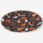 Niedliche Illustrierte Zwischenzeichen auf schwarz Pappteller (Schrägansicht)