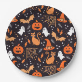 Niedliche Illustrierte Zwischenzeichen auf schwarz Pappteller (Vorderseite)