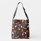 Niedliche Illustrierte Zwischenzeichen auf schwarz Tragetaschen Mit Langen Trägern (Rückseite)