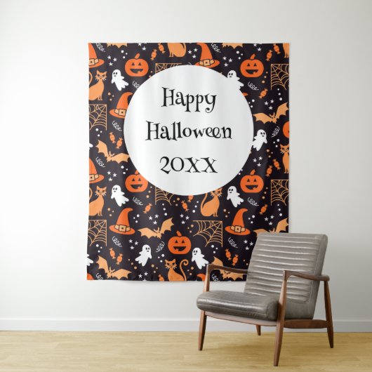 Niedliche Illustrierte Zwischenzeichen auf schwarz Wandteppich (Beispiel)