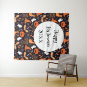 Niedliche Illustrierte Zwischenzeichen auf schwarz Wandteppich (Beispiel (Horizontal))