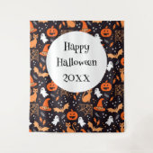 Niedliche Illustrierte Zwischenzeichen auf schwarz Wandteppich (Vorderseite)