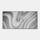 Niedliche Imitate aus grauem Silbermarmor Glitzer  Schreibtischunterlage (Vorderseite)