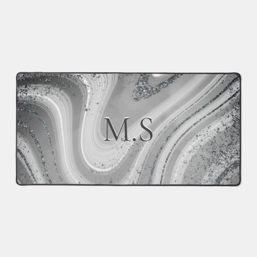 Niedliche Imitate aus grauem Silbermarmor Glitzer  Schreibtischunterlage (Vorderseite)