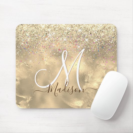 Niedliche Imitate aus Marmor Glitzer Monogramm Mousepad (Mit Mouse)