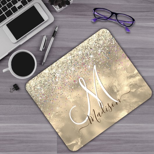 Niedliche Imitate aus Marmor Glitzer Monogramm Mousepad