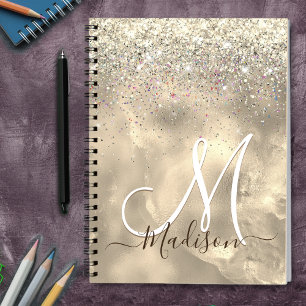 Niedliche Imitate aus Marmor Glitzer Monogramm Notizblock