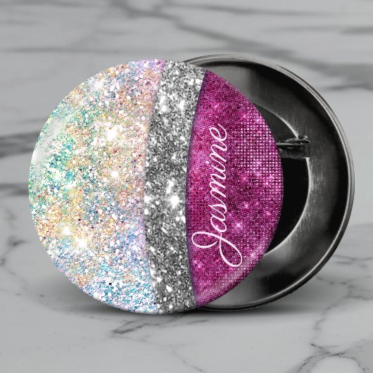 Niedliche Imitate aus rosa Glitzer Button