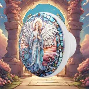 Niedliche Imitate Buntglas Angel Religious Keramikknauf