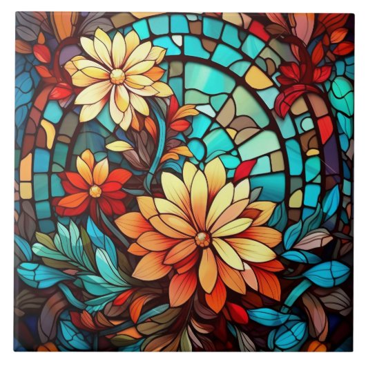 niedliche Imitate Buntglasliebhaber Blume Fliese (Vorderseite)