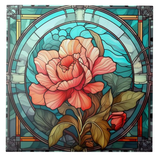 niedliche Imitate Buntglasliebhaber Blume Keramik Fliese (Vorderseite)