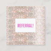 Niedliche Imitate Silver Sequin Pink Beauty Salon Empfehlungskarte (Vorderseite)