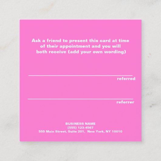 Niedliche Imitate Silver Sequin Pink Beauty Salon Empfehlungskarte (Rückseite)