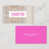Niedliche Imitate Silver Sequins Pink Danke einfüg Begleitkarte (Vorne/Hinten)