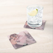 Niedliche Imitate Vellum Heart Pastel Pink Foto Ho Rechteckiger Pappuntersetzer (Vor Ort)